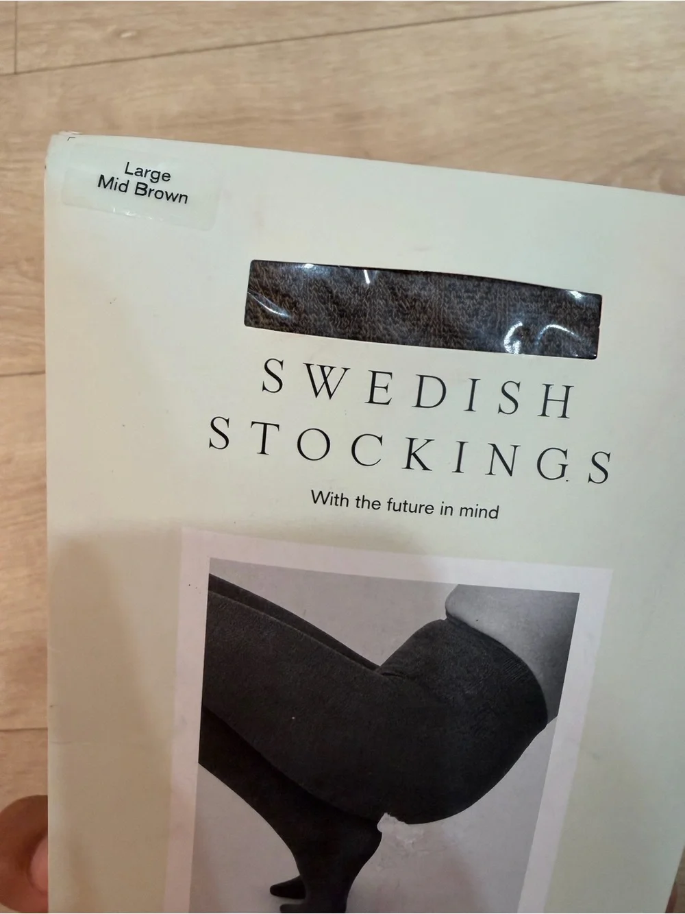 Swedish Stockings Ylva Organic Wool Tights Size L Mid-Brown Made in Italy